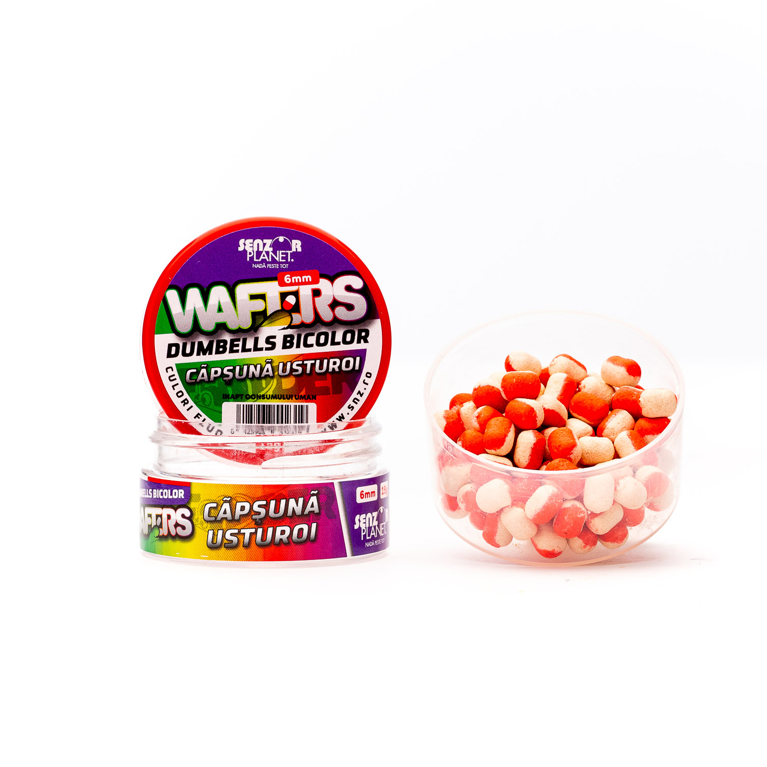 wafters-dumbells-bicolor-capsuna-usturoi-6mm-15g_2183_1_16769729760771 WAFTERS DUMBELLS BICOLOR SENZOR CAPSUNA & USTUROI 6MM - imagine 1